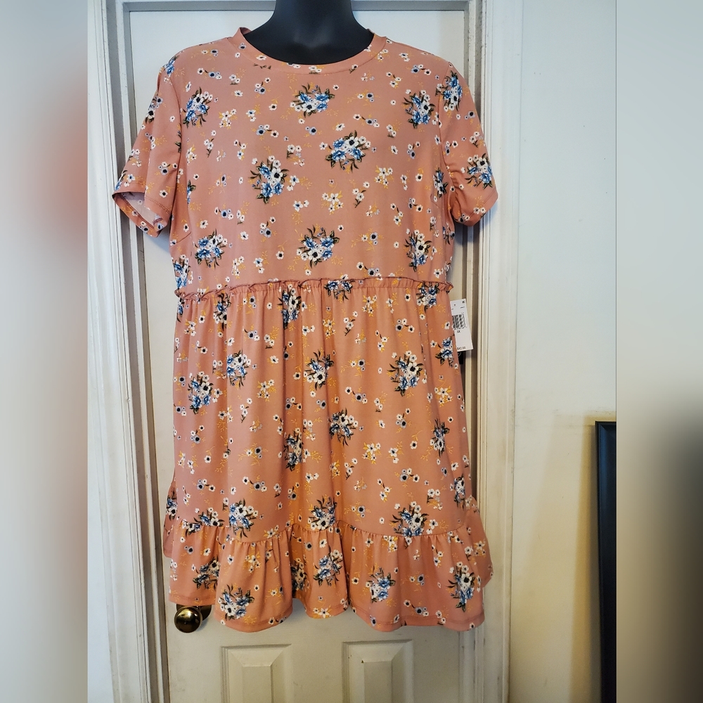 Plus Size Short Sleeve Floral Babydoll Dress sz 3x